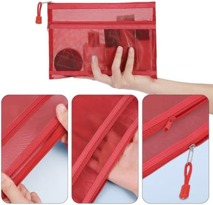 12 Pieces Zipper Nylon Mesh Pouch, Mesh Cosmetic Bags Makeup Bags