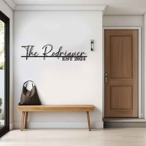 Personalized Metal Family Name Sign, Split Letter Monogram Wall Decor