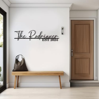 Personalized Metal Family Name Sign, Split Letter Monogram Wall Decor