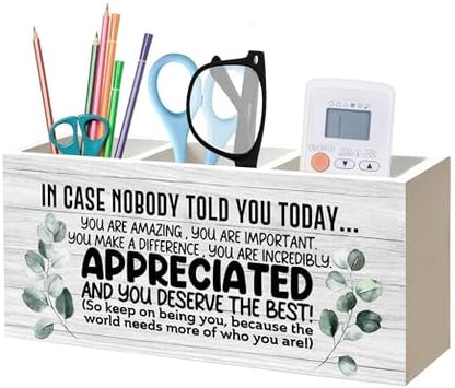 Inspirational Pen Pencil Holder Organizer for Desk, Appreciation Thank