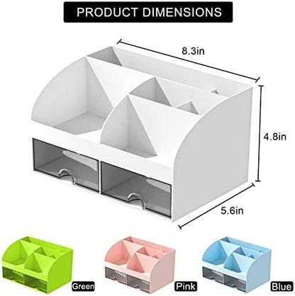 COMFYROOM Desk Organizer with 6 Compartments and 2 Drawers, Plastic