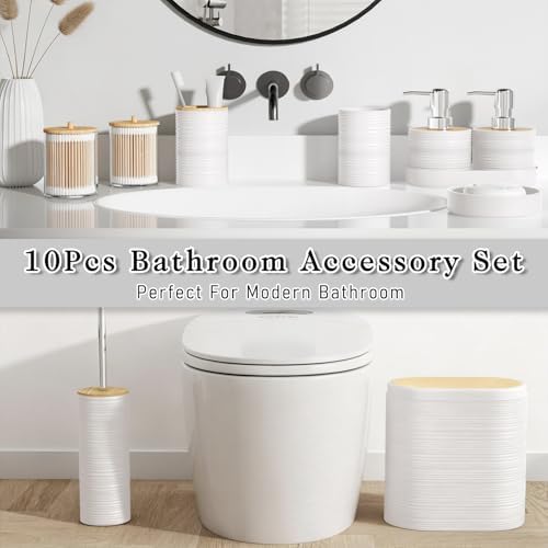 XLHOMO White Bathroom Set - 10PC Bathroom Accessories Set, Luxury