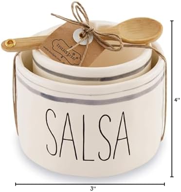Mud Pie Salsa & Guac Bowl Set, white, "salsa 3"" x 4 1/2"" dia | guac