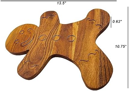 Wood Cutting Board for Kitchen Christmas Gingerbread Shaped Wooden