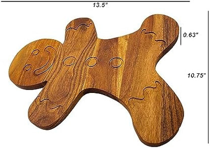 Wood Cutting Board for Kitchen Christmas Gingerbread Shaped Wooden