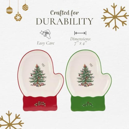 Spode – Christmas Tree – Christmas Tree Mitten Dishes, Set of 2
