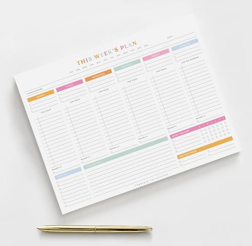 ThreeKin Weekly Planner - Premium 52-Sheet Tear-Off Notepad