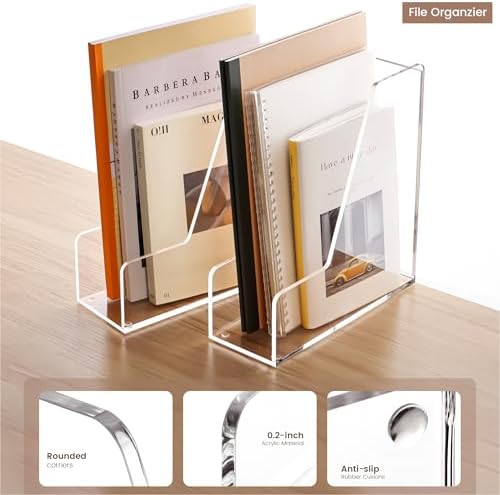 YUXUN Acrylic Magazine File Holder,Clear Desk Organizer File Holder