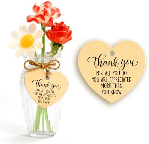 Gossby Thank You Gifts for Women - Mini Glass Flower Bouquet