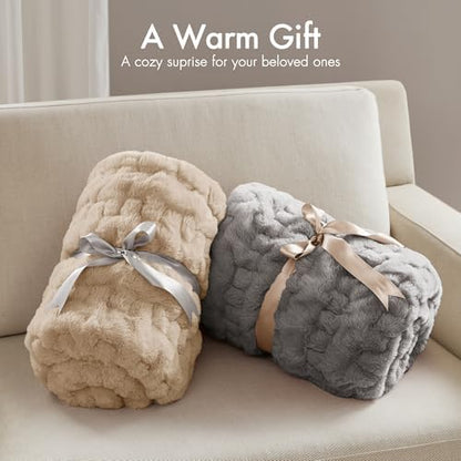 Madison Park Ruched Fur Throw Faux Fur Blanket for Sofa, 50" x 60"