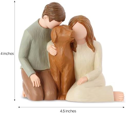 Hensonever Couple with Dog Figurines Ornaments, We are A Family