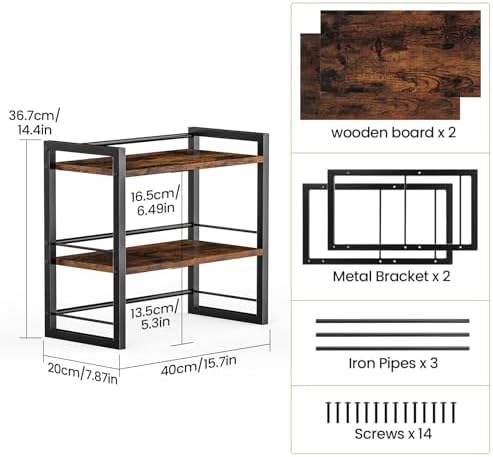 Office Desk Shelf Organizer, Wood Desktop Bookshelf Supplies Storage