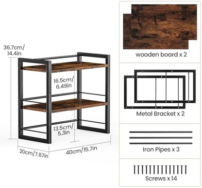 Office Desk Shelf Organizer, Wood Desktop Bookshelf Supplies Storage