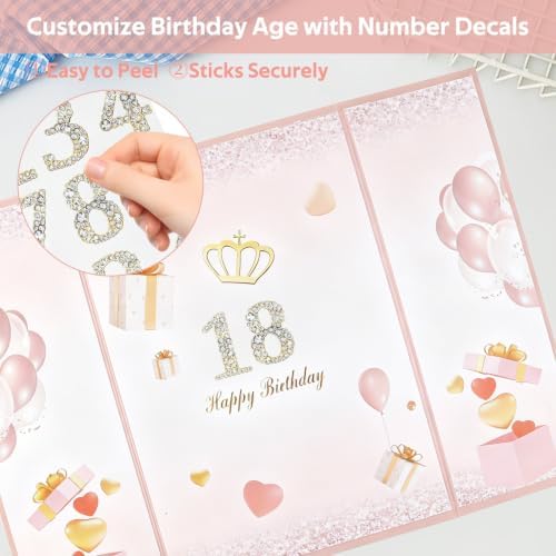 Decorwell Birthday Guest Book, 18" x 12" Pink Gold Signature Book for
