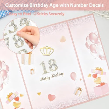 Decorwell Birthday Guest Book, 18" x 12" Pink Gold Signature Book for