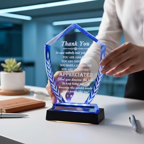 Movdyka Thank You Gift for Women Men, Engraved Crystal Appreciation