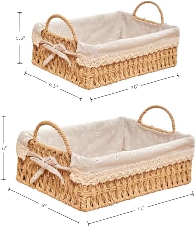 GIB Small Wicker Woven Storage Baskets for Organizing with Handle and