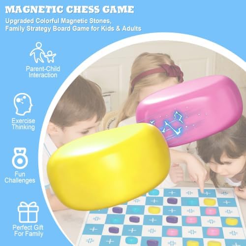 Magnetic Chess Game,Magnet Game with 24 Stones & String Strategy Board