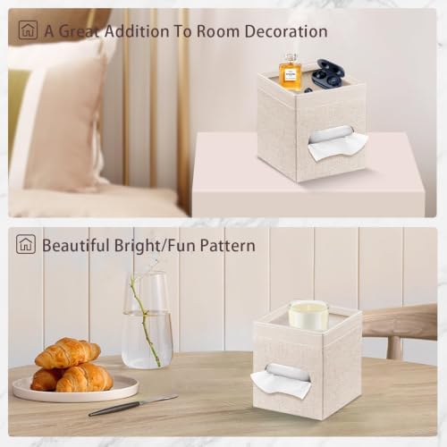 PU Leather Square Tissue Box Cover with Storage Tray,Modern Decorative