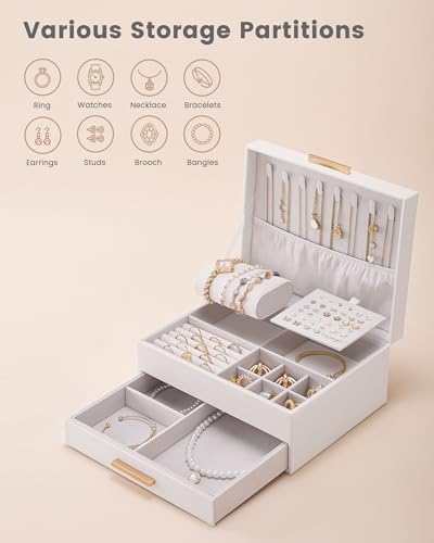 Lolalet 2-Layer Jewelry Box Organizer for Women Girls Room Decor