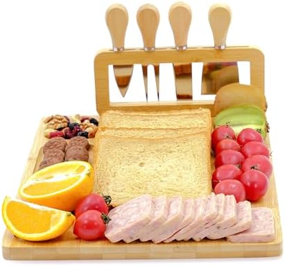 Bamboo Charcuterie Boards Cheese Board Knife Set,House Warming Gifts