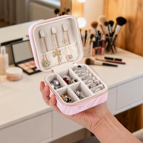 Travel Jewelry Case,Small Jewelry Box with Mirror,Gift for Girls Women