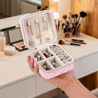 Travel Jewelry Case,Small Jewelry Box with Mirror,Gift for Girls Women