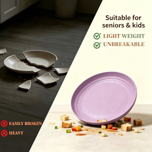 Plastic Plates Reusable, 9 IN Wheat Straw Plates, Deep Dinner Plates