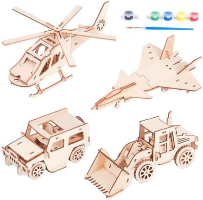 ELX 3D Wooden Puzzles for Kids, Vehicles & Machinery Assembly Model