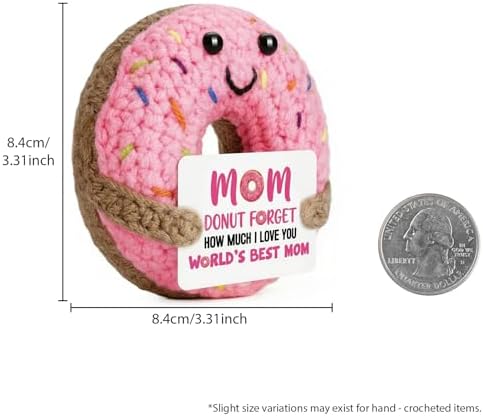 Handmade Crochet Donut Plush for Mom Sweet Emotional Support Gift