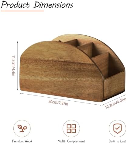 Wood TV Remote Control Holder, Cute Pen/Pencil Holder, Desktop