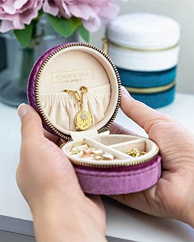 Benevolence LA Velvet Travel Jewelry Box for Women – Compact Round