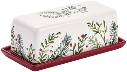 Bico Santa On The Way Ceramic Butter Dish with Lid, Wide Butter Keeper