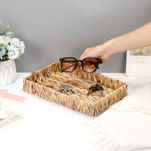 Hipiwe Wicker Key Baskets for Entryway Table Water Hyacinth Serving