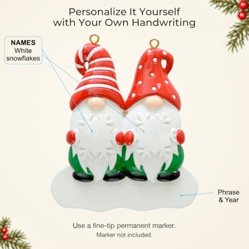 Couples Christmas Ornament 2026 Personalized Gnome Family of 2