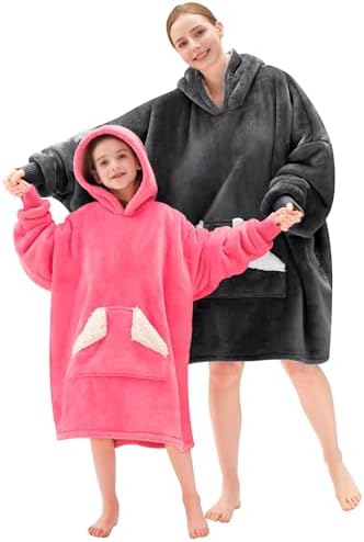Touchat Wearable Blanket Hoodie, Oversized Sherpa Fleece Sweatshirt