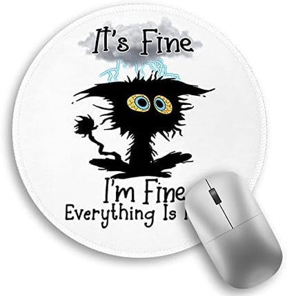 Funny Work Mouse Pad, Small Round Mousepad for Desk, Laptop