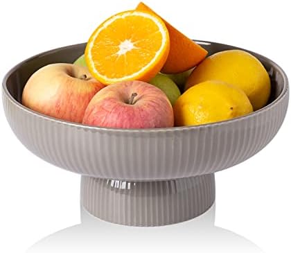 Ceramic Fruit Bowl for Kitchen Counter, Large Fruit Basket with Hole