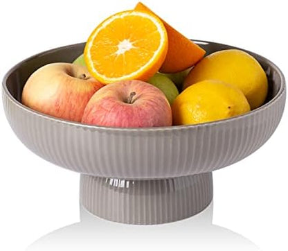 Ceramic Fruit Bowl for Kitchen Counter, Large Fruit Basket with Hole