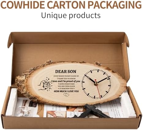 BeauGift Gifts for Son, Wooden Clock Son Birthday Gifts from Mom Dad