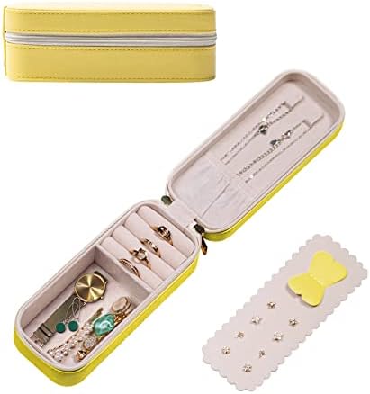 Small Travel Jewelry Organizers Box for Women with PU Leather Portable