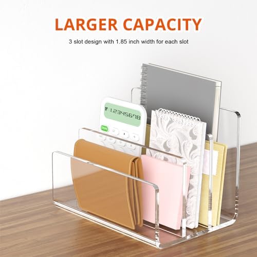 Richboom Acrylic File Sorter, 8.5"x6.3"x6.2", Upright File Organizer