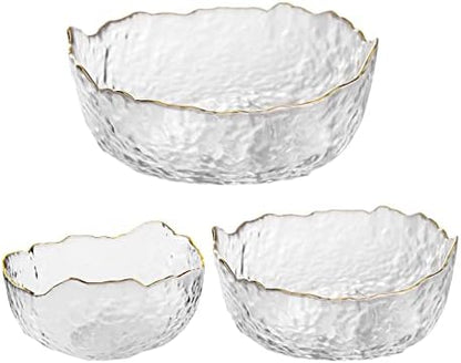 Glass Salad Bowl Set of 3 Phnom Penh Mixing Bowls Irregular Shape
