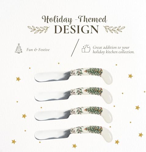 Spode Christmas Tree Spreaders - Set of 4, Porcelain Handles