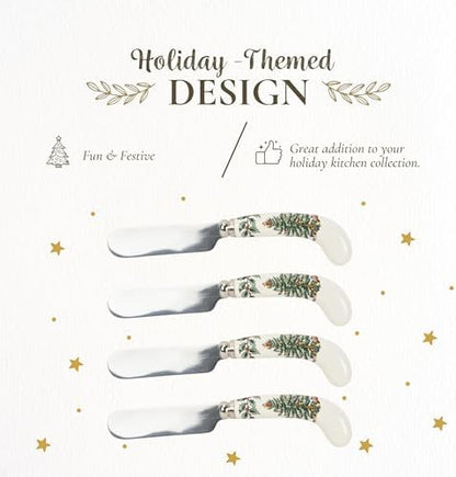 Spode Christmas Tree Spreaders - Set of 4, Porcelain Handles