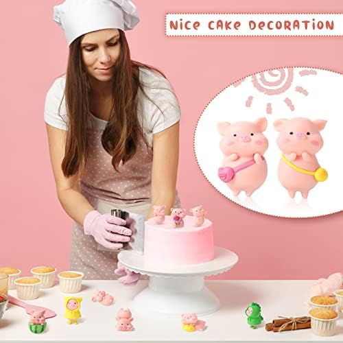 Leitee 19 Pcs Tiny Pig Figurines Set Pig Cake Topper Decor,Classic