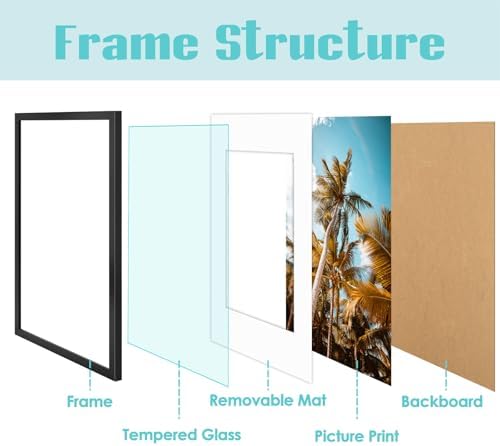 Frametory 2 Pack 14x24 Black Picture Frame with Real Glass Mat for