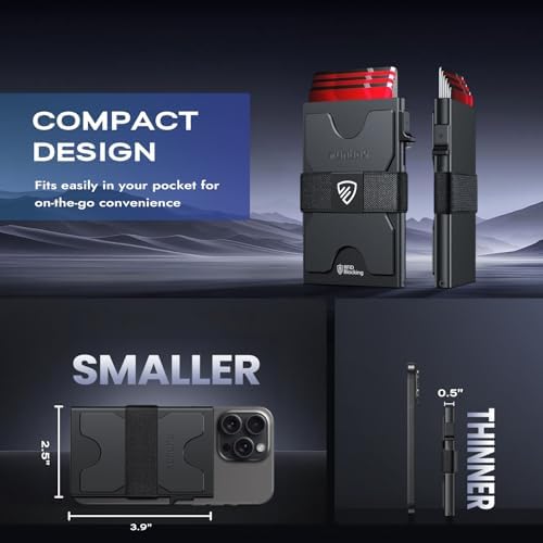 RUNBOX Slim Wallet for Men, RFID Aluminum Pop-Up Card Holder for 12