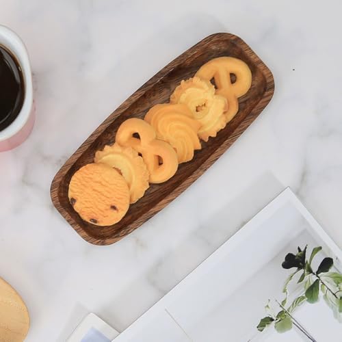 Mini Wooden Serving Platters and Trays, 6.8-inch Solid Acacia Wood