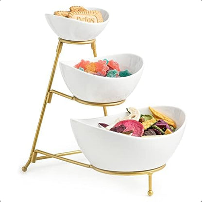 Miamolo 3 Tier Serving Bowls with Stand for Entertaining Party